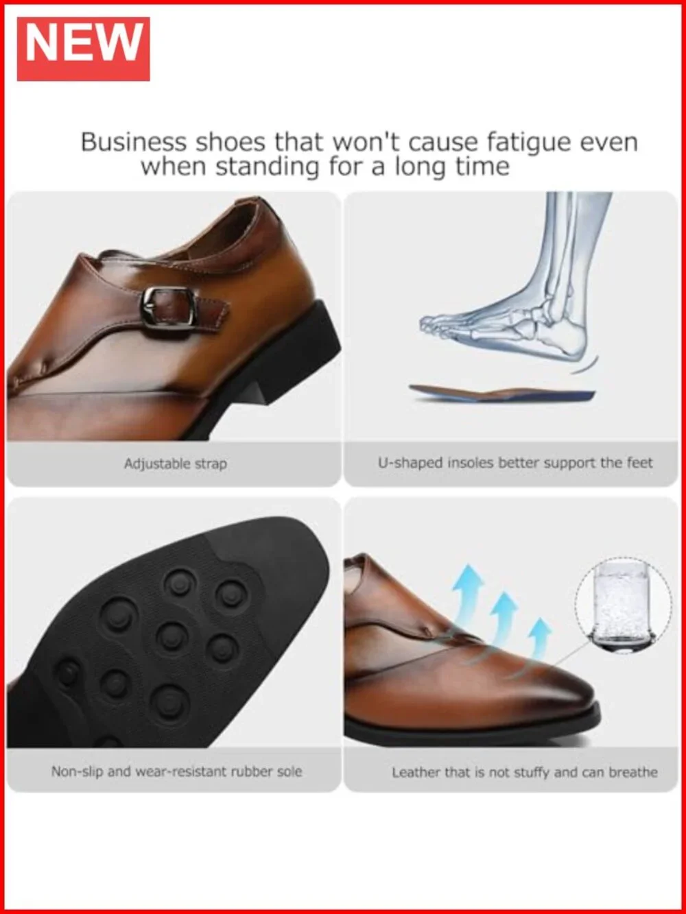 Men's Monk Strap Dress Loafers - Classic Oxford Shoes for Formal & Business